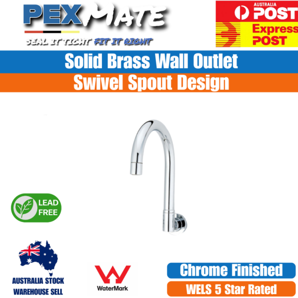 LF Bellino Wall Sink Outlet Tap | WaterMark | Lead Free Brass | WELS 5 Star - Image 2