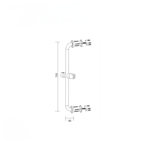 Grab Rail Shower Set Chrome WaterMark Bathroom Safety Shower Rail - Image 3