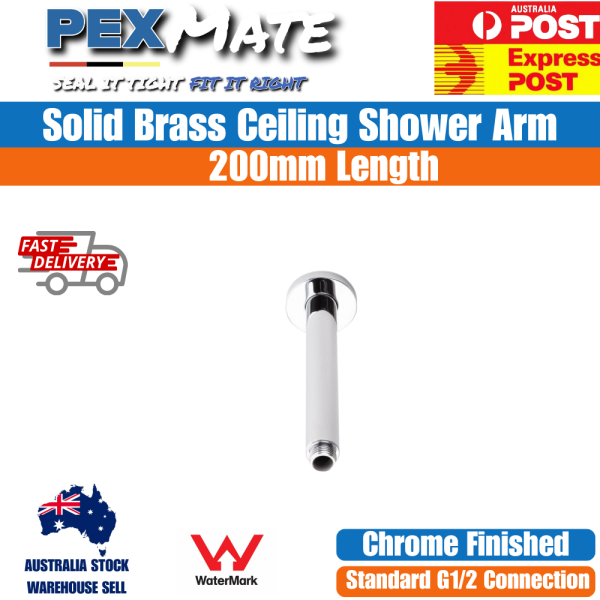 Ceiling Shower Arm 200mm | WaterMark | Brass Ceiling Arm - Image 2