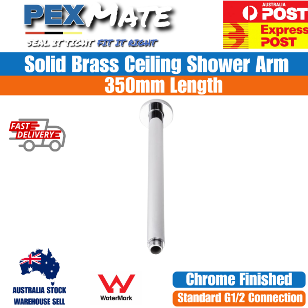Ceiling Shower Arm 350mm | WaterMark | Long Brass Shower Arm - Image 2