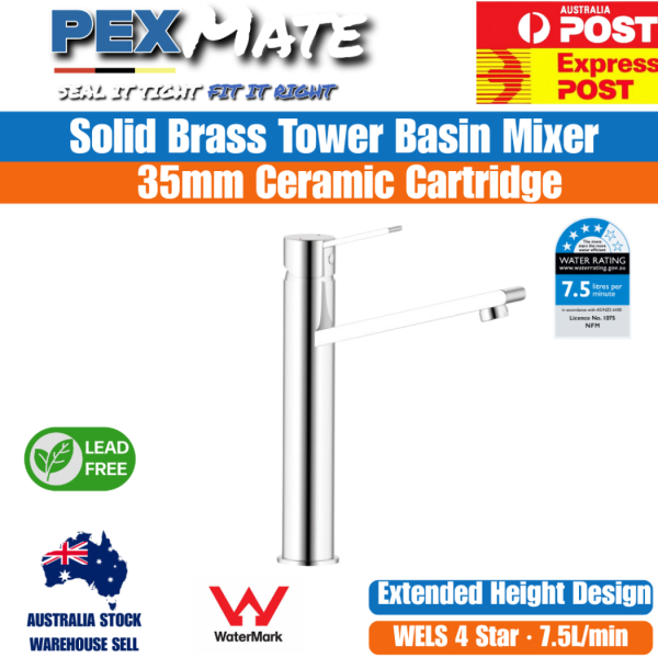 Tall Basin Mixer Tap | WaterMark | Lead Free | WELS 4 Star - Image 2