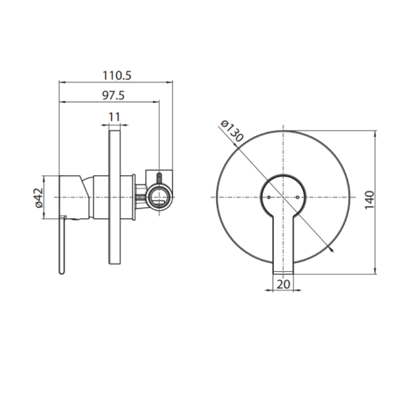 Brushed Nickel Shower Mixer | WaterMark | Wall Mounted Mixer - Image 3