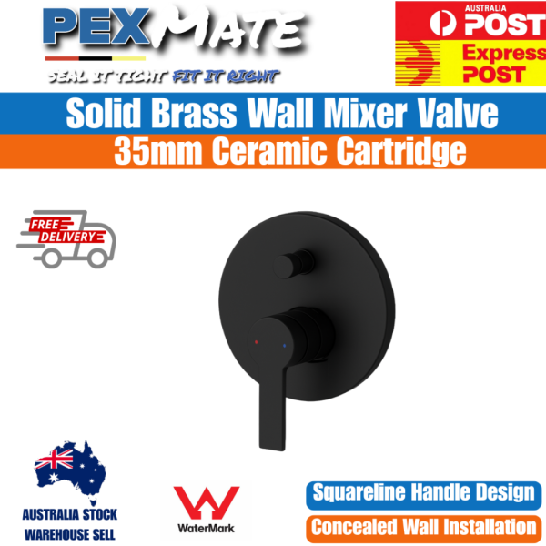 Matte Black Shower Diverter Mixer | WaterMark | Wall Mixer - Image 2