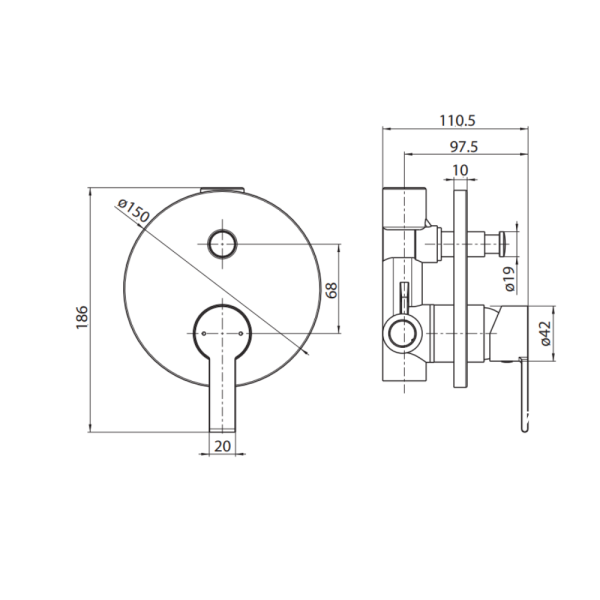 Shower Diverter Mixer | WaterMark | Chrome Wall Mixer Tap - Image 3