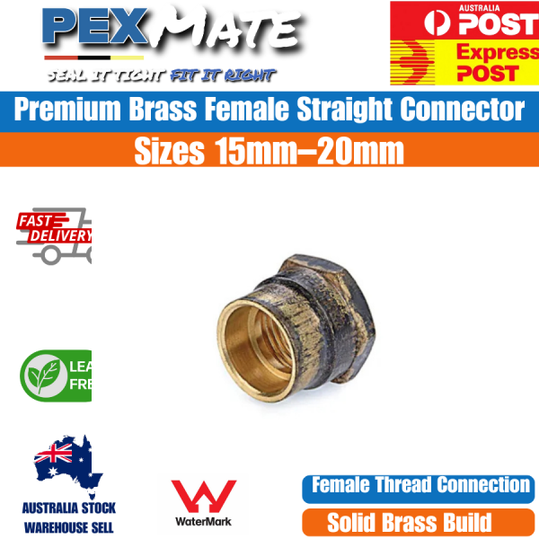 20mm Female Straight Connector Brass (3/4" OD x 3/4" FI) | WaterMark Approved - Image 2