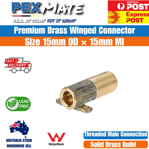 15mm Winged Connector Brass (1/2" OD x 1/2" MI) | WaterMark Approved - Image 2