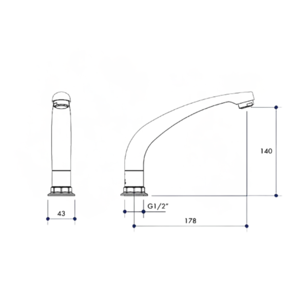 Hob Sink Spout 180mm Cast Swivel Chrome | WaterMark | Lead Free | WELS 4 Star - Image 3