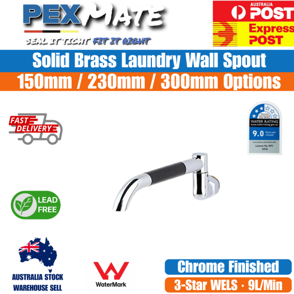 Single Laundry Spout 300mm Swivel Chrome | WaterMark | Lead Free | WELS 3 Star - Image 2