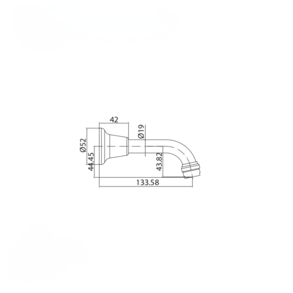 Aerator Bath Spout Chrome 133mm Wall Mounted Bath Spout - Image 3