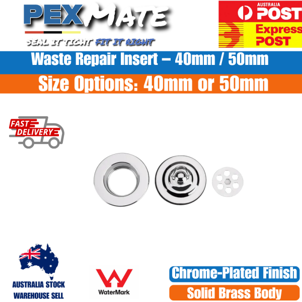40mm Waste Repair Insert Chrome Plated Basin Waste Repair Kit - Image 2