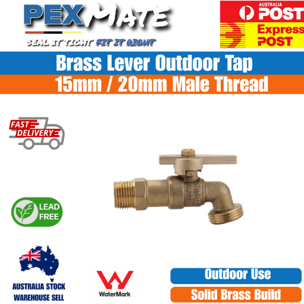 20mm Brass Lever Hose Cock 20x25mm Garden Tap WaterMark Lead Free - Image 2