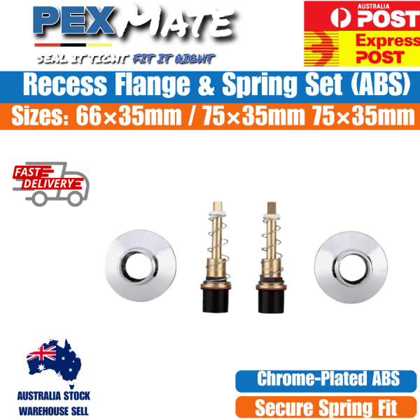 Chrome Tap Spindle Set with Flanges and Springs 66x35mm (1 Pair) - Image 2