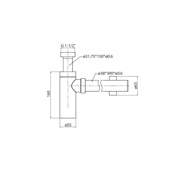 40mm Bottle Trap Conical Chrome Plated Basin Waste WaterMark Approved - Image 3