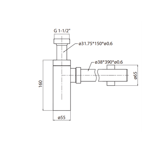 40mm Square Bottle Trap Chrome Plated Basin Waste WaterMark Approved - Image 3