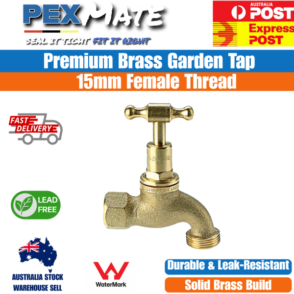 15mm Female Hose Cock 15x20mm Brass Garden Tap WaterMark Lead Free - Image 2