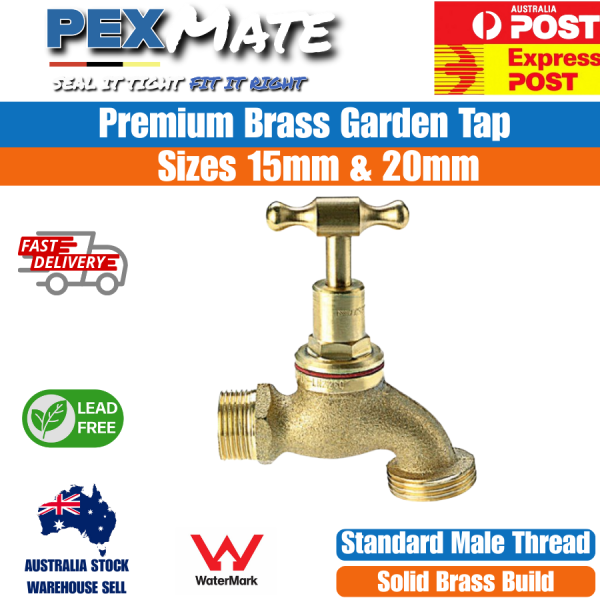 15mm Brass Hose Cock Garden Tap 15x20mm 1/2" x 3/4" WaterMark Lead Free - Image 2