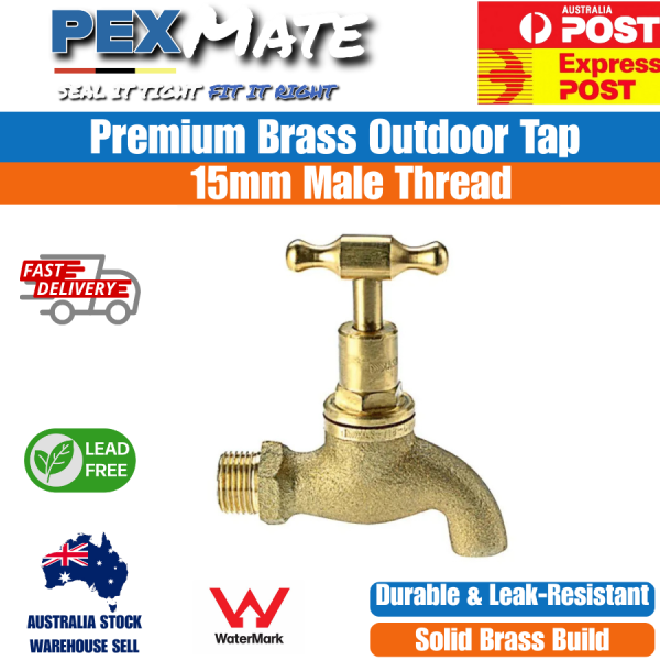 15mm Brass Bib Cock 1/2" Lead Free WaterMark Garden Tap - Image 2