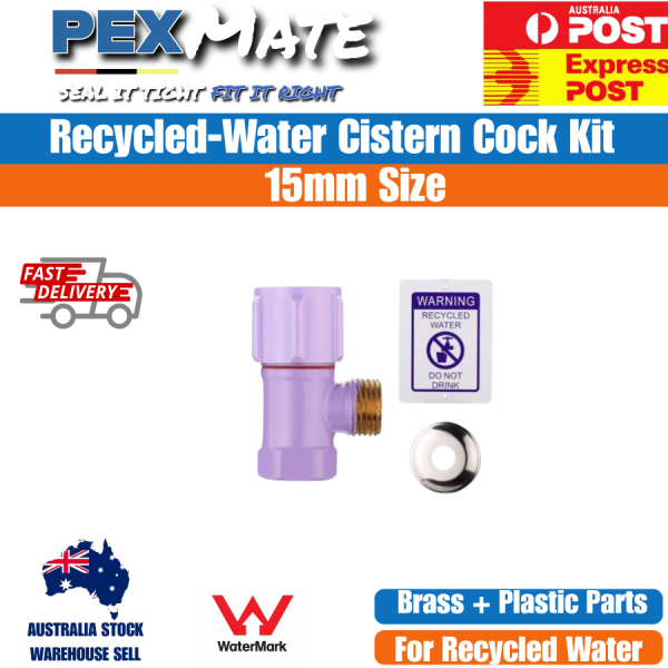 15mm Recycled Water Cistern Cock Kit Lilac WaterMark - Image 2