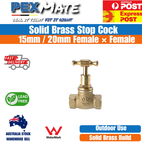 20mm Lead Free Brass Female to Female Stop Cock 3/4" BSP WaterMark Approved - Image 2