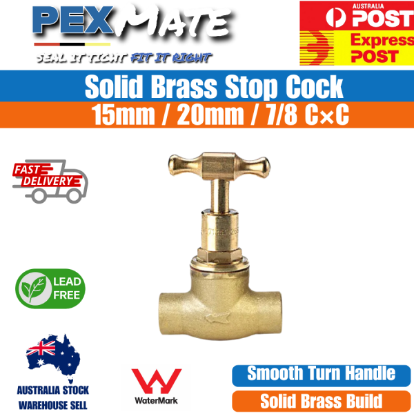 22mm Brass Compression Stop Cock 7/8" Lead Free WaterMark - Image 2