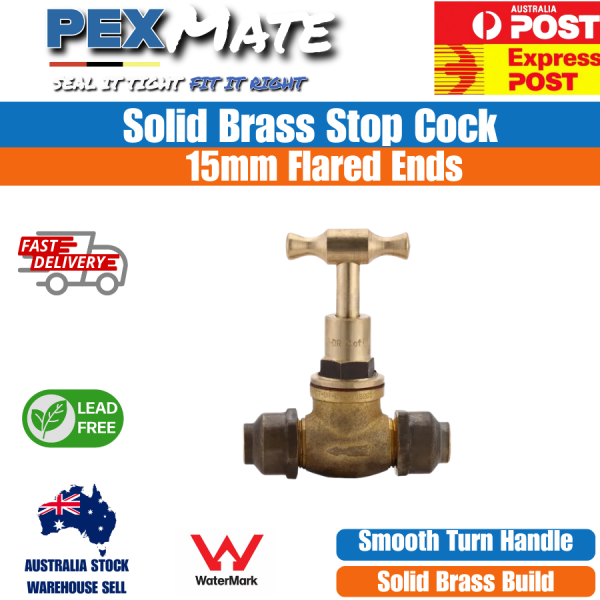 15mm Brass Flared Stop Cock (1/2") BR WaterMark Approved - Image 2