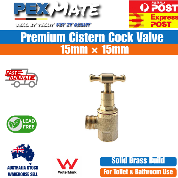 15mm Brass Cistern Cock 1/2" Lead Free WaterMark - Image 2
