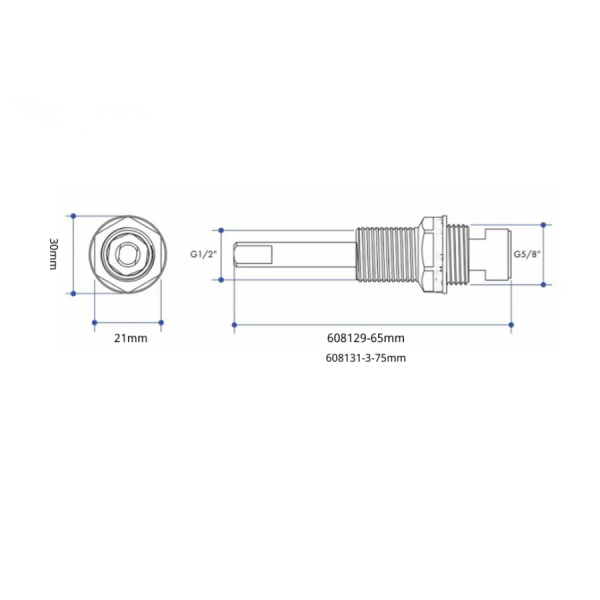 75mm Basin Sink SBA Brass Tap Spindle - Image 3