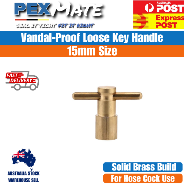 15mm Brass Vandal Proof Hose Cock | Loose Key 1/2" - Image 2