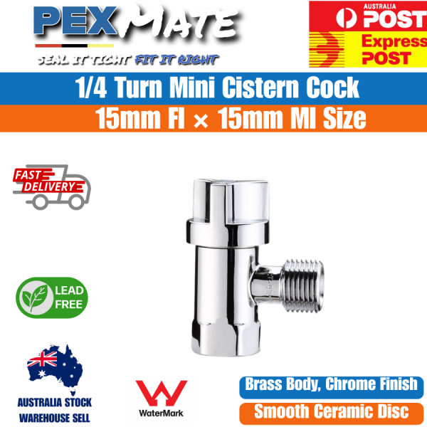 15mm 1/4 Turn Mini Cistern Cock 1/2" Ceramic Disc | WaterMark | Lead Free - Image 2