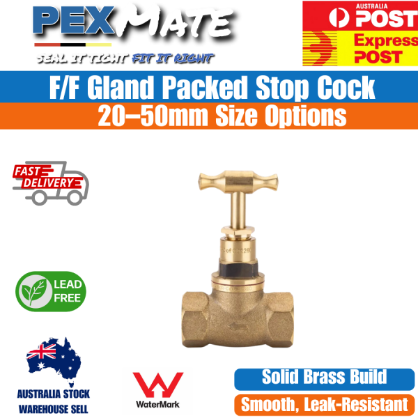 20mm Brass Gland Packed Stop Cock | Lead Free WaterMark - Image 2