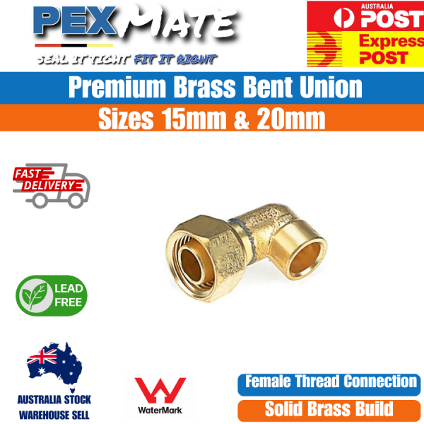 15mm x 15mm Brass Bent Union Connector (1/2" OD x 1/2" FI) WaterMark Approved - Image 2