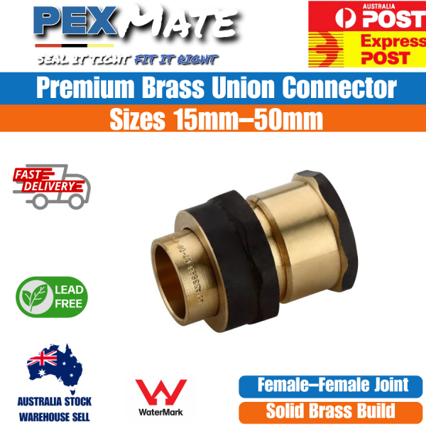 32mm OD x 32mm FI Female Union Connector Brass (1 1/4" OD x 1 1/4" FI) | WaterMark Approved - Image 2