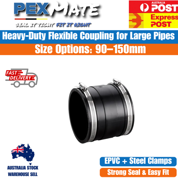 90mm Flexible Coupling WaterMark for PVC Copper Gal CL Grey - Image 2