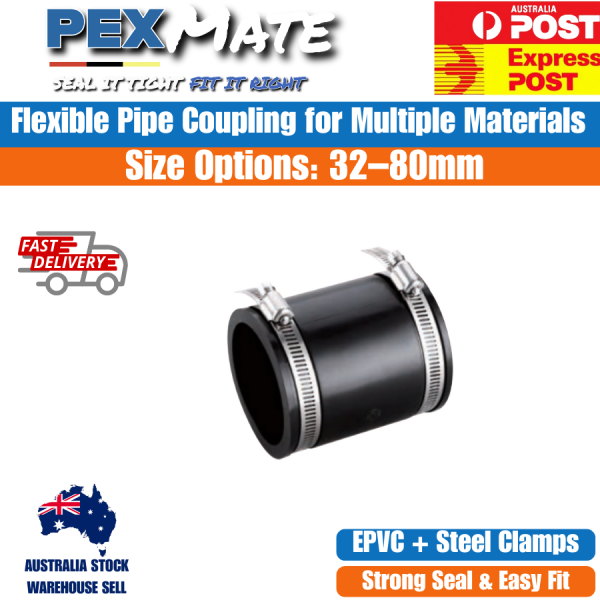 32mm Flexible Coupling WaterMark for PVC Copper Gal CL Grey - Image 2