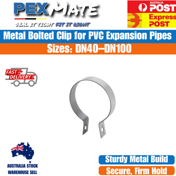 Bolted Clip for PVC Expansion Pipe DN40 Grey 20 Pack Powder Coated Metal Clamp - Image 2