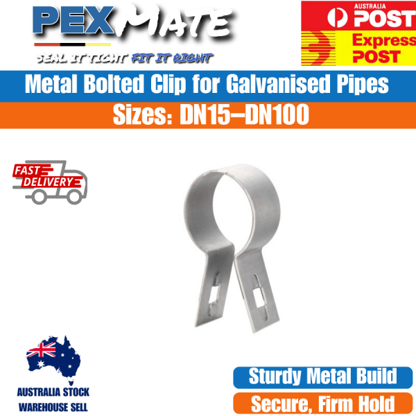 Bolted Clip for Galvanised Pipe DN32 GAL Finish 20 Pack Heavy Duty Metal Clamp - Image 2
