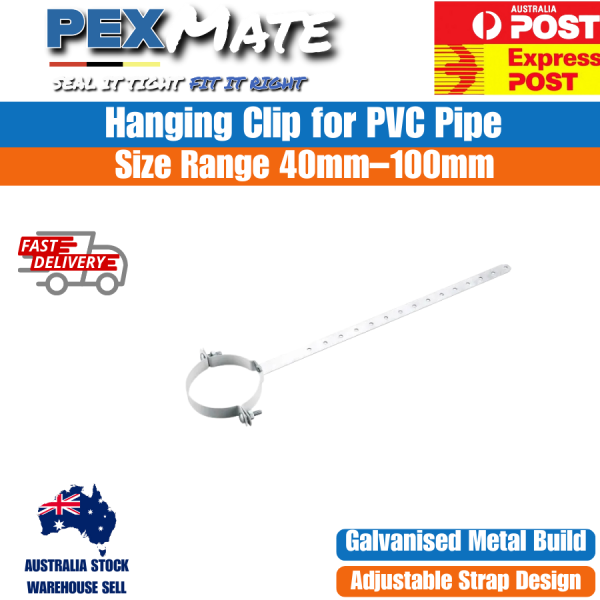 100mm GALVANISED HANGING CLIP FOR PVC PIPE (SHANK 450mm) (10 PER PKT) - Image 2