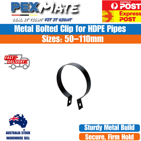 Bolted Clip for HDPE Pipe 63mm Black Finish 20 Pack Heavy Duty Metal Clamp - Image 2
