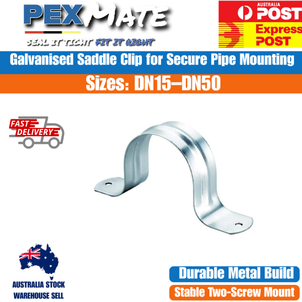 DN32 Saddle Clip 32mm Galvanised Metal Pipe Support Bracket for Galvanised Pipes (50 Pack) - Image 2