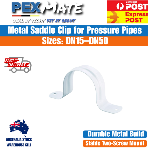 Saddle Clip for Pressure Pipe DN15 White 20 Pack Metal Pipe Clamp - Image 2
