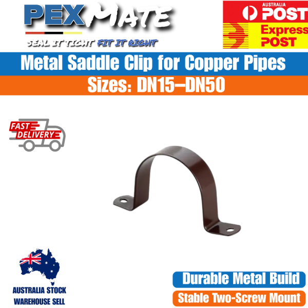 Saddle Clip for Copper Pipe DN32 Brown Finish 20 Pack Metal Pipe Clamp - Image 2