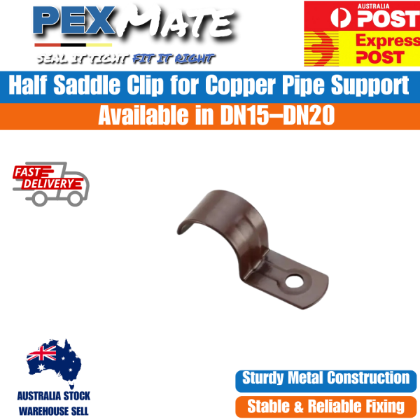 DN15 Half Saddle Clip for Copper Pipe 1/2" Pipe Support Clip Brown (200 Pack) - Image 2