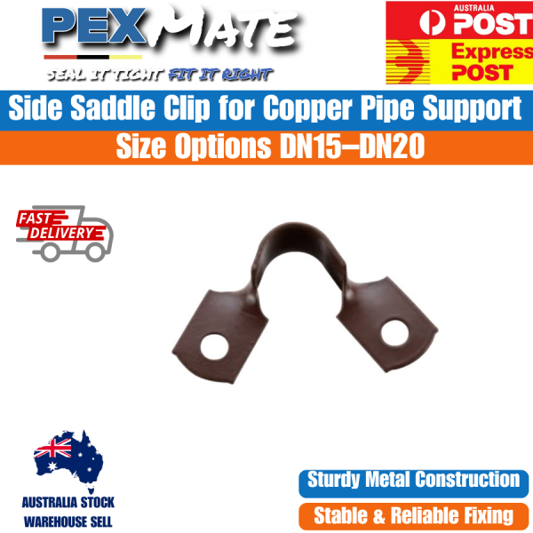 DN15 Side Saddle Clip for Copper Pipe 1/2" Brown Pipe Support Clip (100 Pack) - Image 2