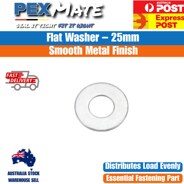 25mm x 10mm x 2mm Washer | Metal Flat Washers (50 Pack) - Image 2