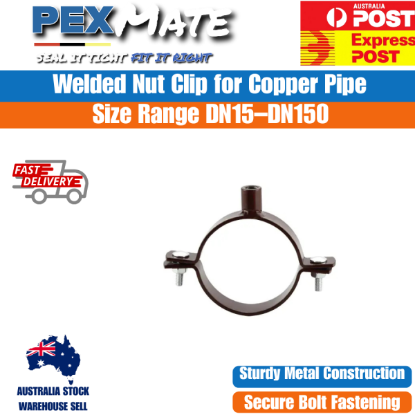 DN32 Welded Nut Pipe Clamp Brown for Copper Pipe 1 1/4" Heavy Duty Pipe Support (5 Pack) - Image 2