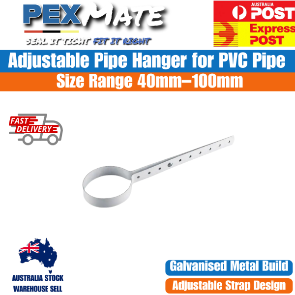 100mm WHITE ADJUSTABLE PIPE HANGER FOR PVC PIPE (10 PER PKT) - Image 2