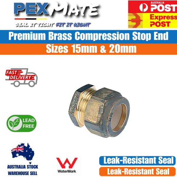 LF 15mm Compression Stop End Copper Olive WaterMark Lead Free Brass (1/2" C) - Image 2
