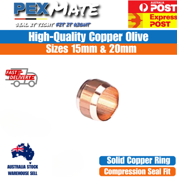 15mm Copper Olive (1/2") (20 Pack) | Compression Fitting Australia - Image 2