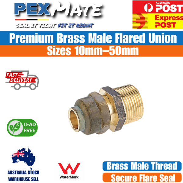 LF 15mm FL x 15mm MI Male Flared Union (1/2" x 1/2") WaterMark Lead Free - Image 2