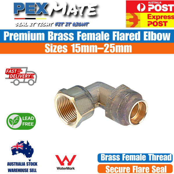 LF 25mm FL x 25mm FI Female Flared Elbow (1" FL x 1" FI) WaterMark Lead Free - Image 2